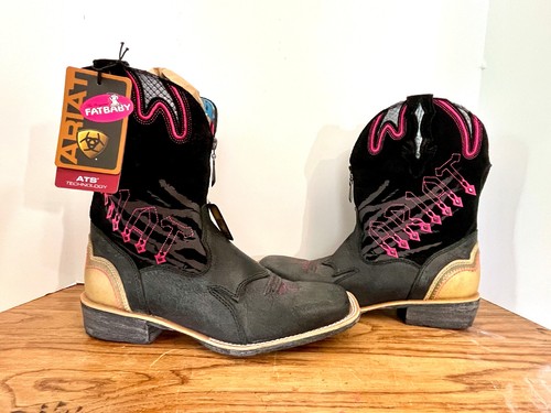 Bottes Cowboy Ariat Fatbaby - Cuir Noir - Pointure 9.5 Femme - Occasion Bon état