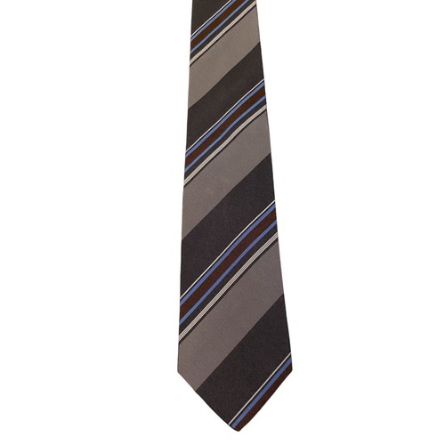 LUIGI BORRELLI NAPOLI Silk/Cotton Necktie ITALY Luxury STRIPED Gray/Brown NWT - Picture 2 of 3