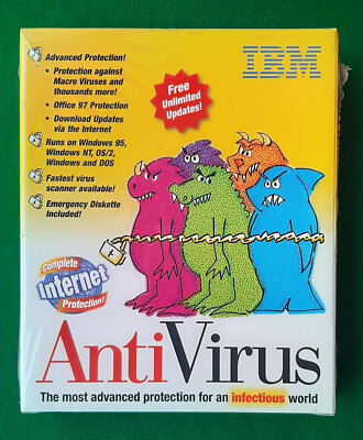 IBM Antivirus 1998 v3.0 CD-Rom STILL SEALED! Windows 3.1 95 NT OS/2 Dos