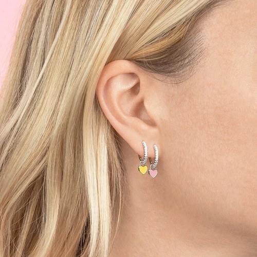 925 Sterling Silver Elegant Zircon Huggie Hoop Earrings Petite Heart Valentines - Picture 2 of 12