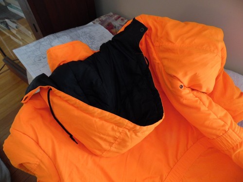 Northwest Territory XL insulated Fluorescent Orange coverall with Zip off Hood - Picture 17 of 22