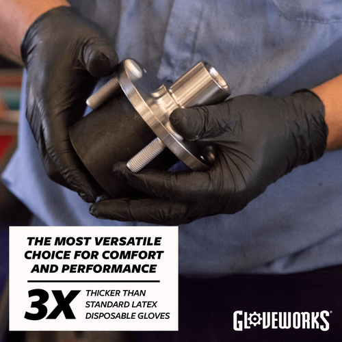 Black Disposable Nitrile Industrial Gloves, 5 Mil, Latex & Powder-Free, Food-Saf - Picture 3 of 12