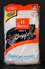 Hanes Briefs 6 Pack Size 40 Vintage 1997 Cotton White