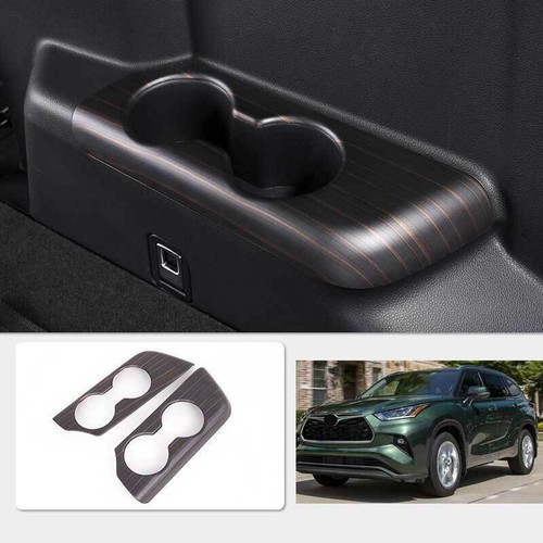 For Toyota Highlander 20-23 Wood Grain Inner Rear Water Cup Holder Frame Trim 2x - Picture 1 of 8