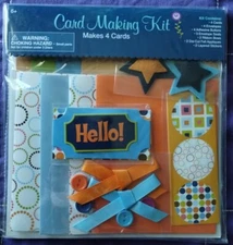 Card Making Kit Makes 4 Cards with Envelopes Bows Buttons New Sealed SHIPS FAST