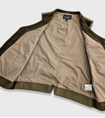 Cordweste Herren Westernweste Vintage Freizeit Mantel Slim Weste Jacke Grün - Bild 11 von 14