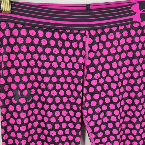 Under Armour Girls XL Pink Gray Polka Dot Athletic Workout Leggings Full Length - Picture 2 of 4