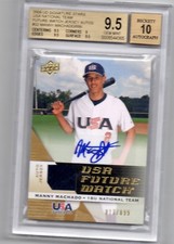 2009 UPPER DECK MANNY MACHADO USA BASEBALL AUTOGRAPH JSY 817/899 AUTO BGS 9.5
