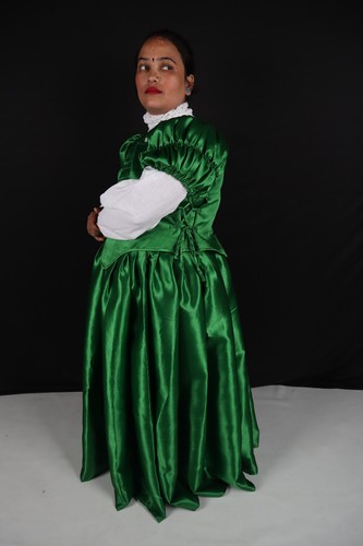 Vestido de satén renacentista, vestido verde de dama, vestido de la Guerra Civil Americana - Imagen 21 de 25
