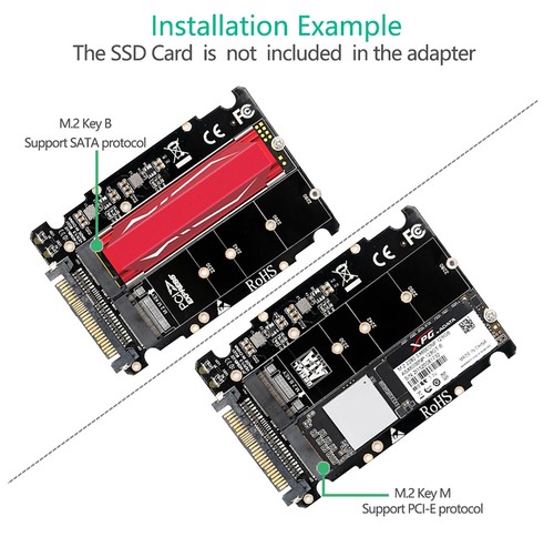 Adaptateur 2 en 1 M.2 SSD vers U.2, NVMe et SATA-Bus NGFF SDD vers PCIe SFF-8639 - Photo 9/9