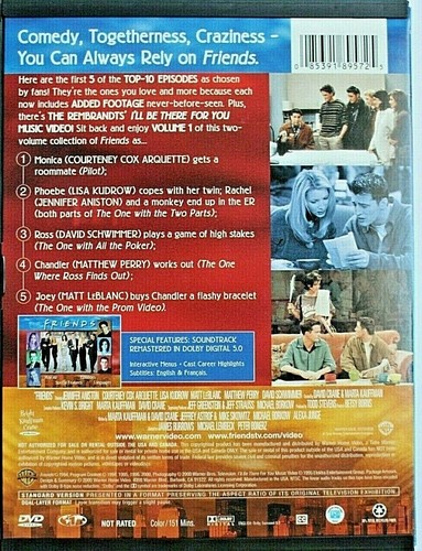 Friends - The Best of Friends Volumes 1 + 2 10 (DVD, 2000 2-Discs) Fan Favorites - Picture 2 of 3