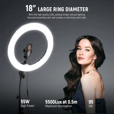 Neewer 18-inch Outer Dimmable SMD LED Ring Light Lighting Kit with Light Stand