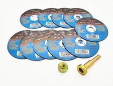 10pc 3" X 1/32" CUT OFF WHEELS 3/8" ARBOR & 1/4" SHANK ARBOR ADAPTER 