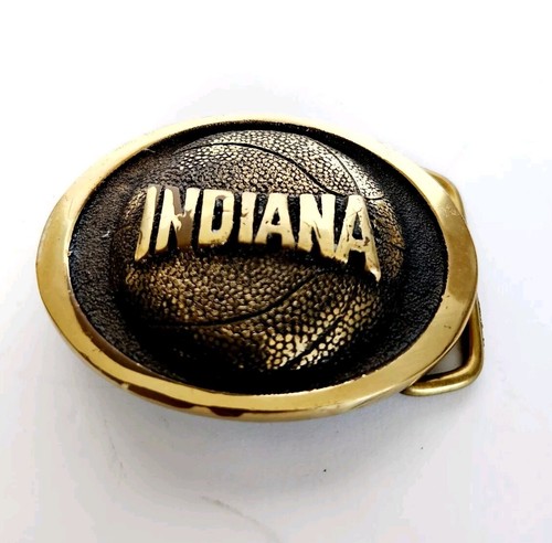 1980 INDIANA Heritage Mint Solid Brass BASKETBALL State Seal & Flag BELT BUCKLES - Picture 2 of 20
