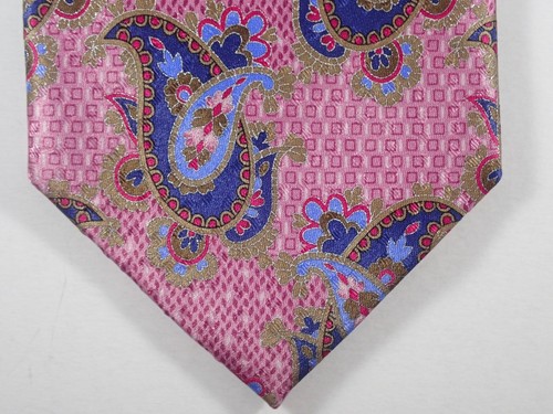 JZ RICHARDS PINK w/ MULTI-COLOR PAISLEY 100% SILK NECK TIE 59" MADE IN USA - Picture 9 of 9