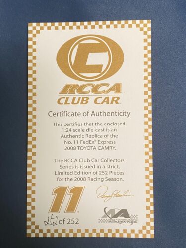NEW RCCA Denny Hamlin #11 FedEx Express 2008 Toyota Camry 2008 Action 1:24 - Picture 7 of 16