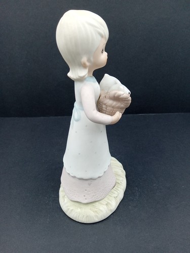 Vintage Lefton Girl Figurine With Basket Of Kittens 1982 Hand Painted 5" - Picture 5 of 13
