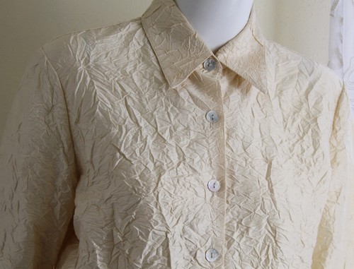 Canvasbacks L CRINKLED Art-to-Wear IVORY Silk Bout