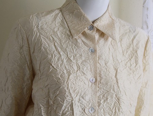 Canvasbacks Sz L CRINKLED Art-Wear IVORY Silk Bou… - image 1