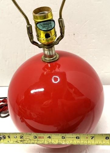 Vintage MCM Atomic Red Ceramic Globe Ball Orb Table Lamp 1970s *No Shade - Picture 5 of 7