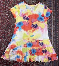 Sand & Spirit Maxi Dress Womens Large Tie Dye Pink White Gauzy Beach Sundress