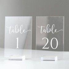 Clear Acrylic Wedding Table Numbers 1-20 with Stand- 20 Pack 4x6 Inch Acrylic...