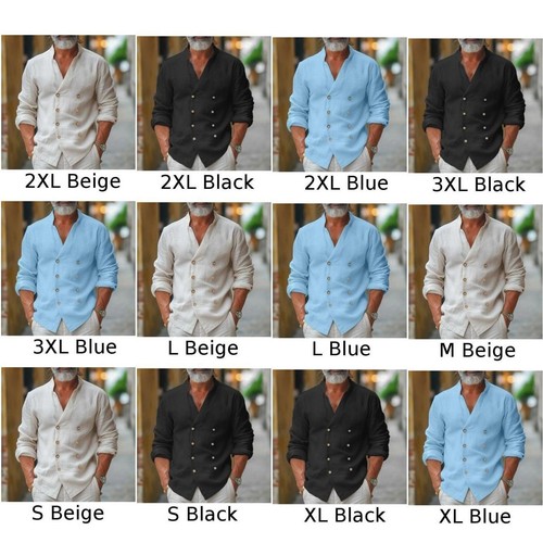 Men's Fashionable Long Sleeve Shirt with Stand Collar and Cardigan Style - Picture 10 of 15