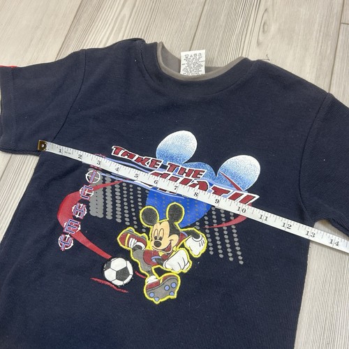 Vintage Boys Disney Mickey Mouse Soccer Shirt Size 5 Navy Blue - Picture 4 of 9