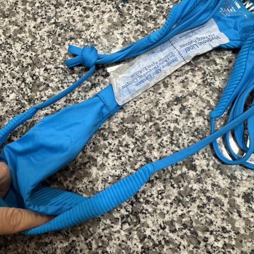 Frankies Bikinis Parte Inferior de Bikini Mujer XL Azul Acanalado Cuerda Corbata Traje de Baño Playa - Imagen 7 de 11