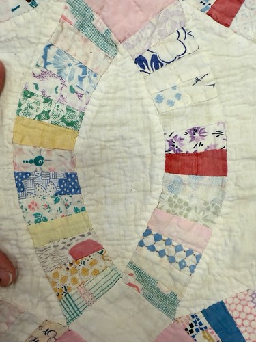 1930's feedsack wedding ring quilt Cutter - Picture 15 of 18