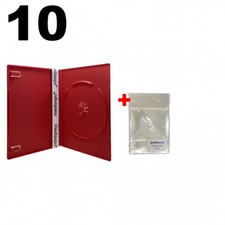 10 SLIM Solid Red Color Single DVD Cases 7MM  100 OPP Bags