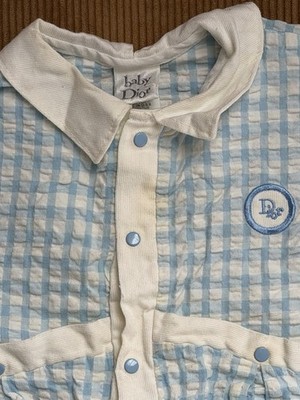 Vintage Baby Dior One Piece Romper Blue Gingham Sz 18 M | eBay