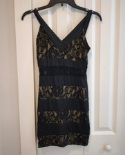 Windsor Black Lace Bodycon Dress Nude Lining Mini Dress Small