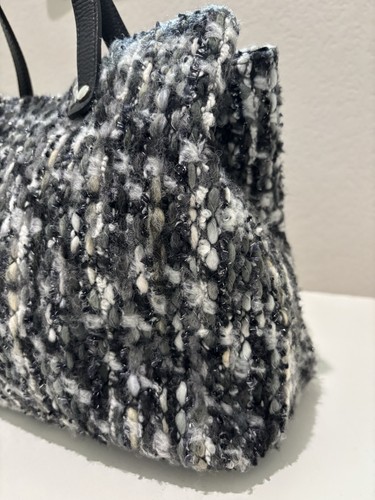 Alma Tonutti Black White Woven Handbag Double Top Handles Hand Made In Italy - Foto 5 di 6