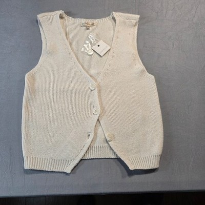 Ultra Flirt Cream Knit Button Front Sweater Vest V-Neck Sleeveless Juniors Small