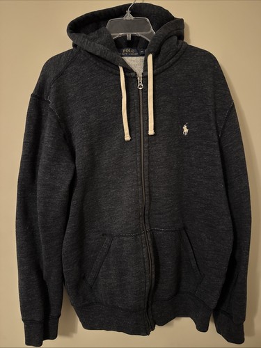 Polo Ralph Lauren Hoodie Mens XL Full Zip Waffle Hood Double Knit Heavyweight❗️