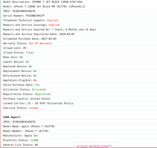 Apple iPhone 7 128 GB AT&T Jet Black A1660 7 Plus 32 GB Tracfone para piezas reparación - Imagen 4 de 4
