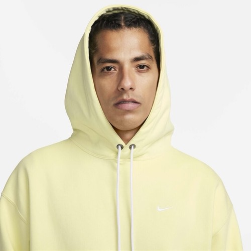NUOVO GRANDE ALTO Nike Solo Swoosh Fleece Pullover Uomo Felpa con Cappuccio Verde Luminoso - Foto 3 di 4