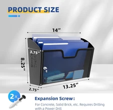 4 Pack Wall File Organizer Mesh Vertical Mounted File Folder Binder Holder Black