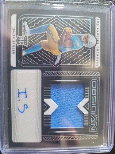 2022 Obsidian Isaiah Spiller Rookie Jersey Auto #76/175 Chargers
