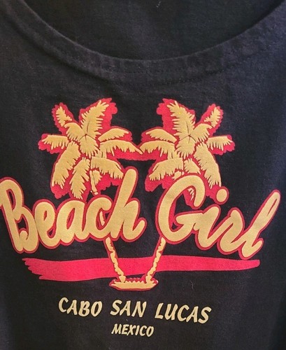 Camiseta sin mangas Cabo San Lucas México Beach Girl azul marino brillo en gráficos talla XXL - Imagen 2 de 4