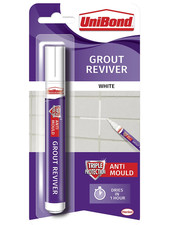 UniBond Ice White Reviver Grout Pen, 7ml Nib Grout Pen Anti Mould Reviver