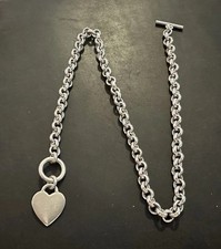 Vintage Heavy Solid Sterling Silver Belcher Rolo Link Toggle Chain Necklace 61g