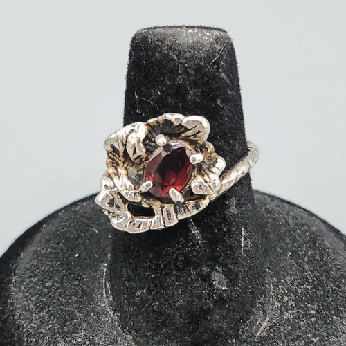 Vintage Sterlingsilber Granat Akzent Nugget Brutalist freie Form Ring Größe 5 3,6 g - Bild 1 von 16