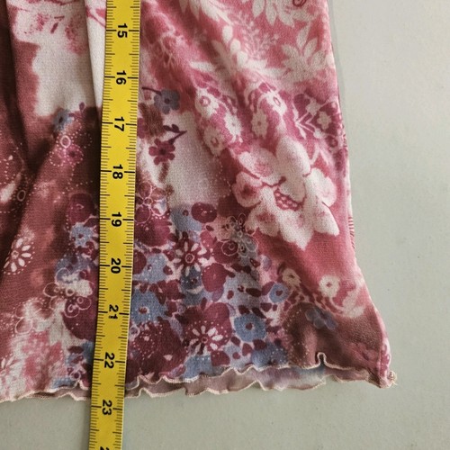 Kleines rosa Blumen Babydoll Oberteil Spitzenbesatz Kurzarm Netz durchsichtig Y2K Fee - Bild 5 von 7