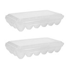  2 Stück Eierbehälterhalter Kühlschrank-Aufbewahrungsbox Stapelbares