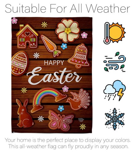 Chocolate Easter Garden Flag Set Wall Holder Spring Happy Bunny Egg Christian... - Picture 6 of 9