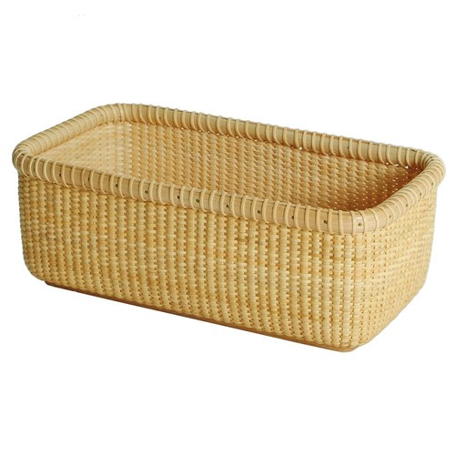 Basket Natural Rattan Wooden Storage Box -Cane-on-cane weave Nantucket Basket...