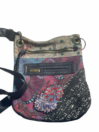 Desigual Umhängetasche Boho Patchwork Blumen bestickt Vögel Handtasche bunt - Bild 3 von 14