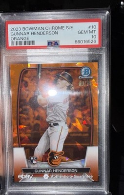 2023 Bowman Chrome Sapphire Edition - Gunnar Henderson #10 Orange /75 (RC) PSA10
